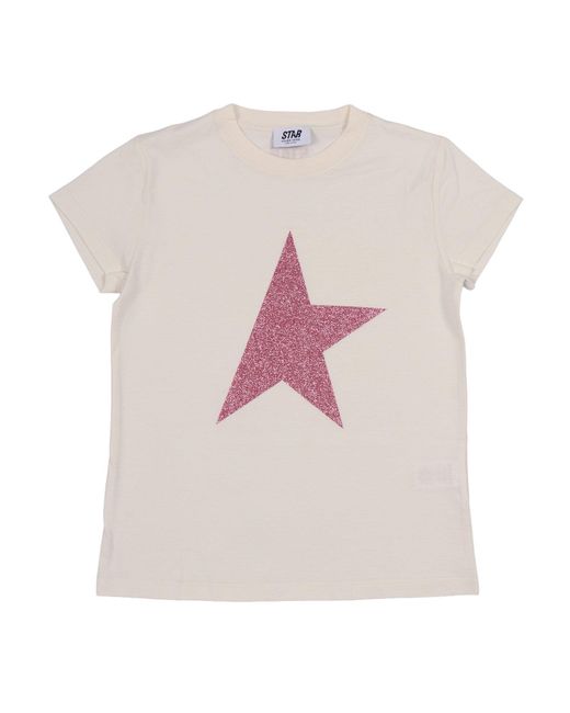 Golden Goose Deluxe Brand Pink Star Girl's T Shirt Cotton Jersey With Glitter Print for men