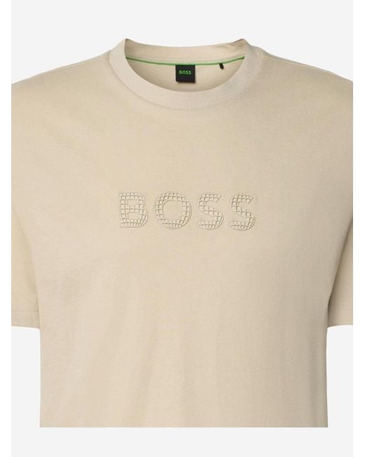Boss Natural Cotton T Shirt With Logo for men
