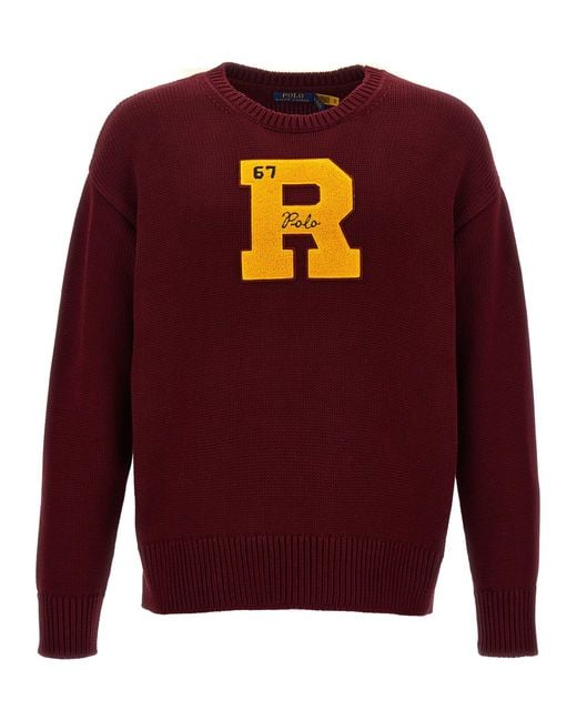 Polo Ralph Lauren Red Logo Patch Sweater for men