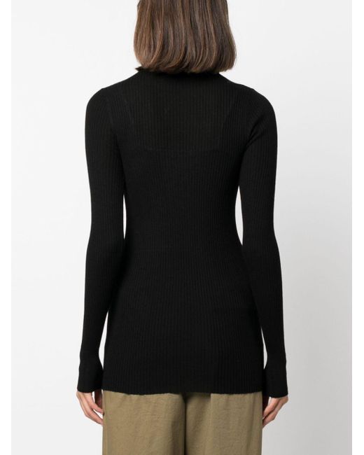 Wild Cashmere Black Bette Ribbed-Knit Jumper