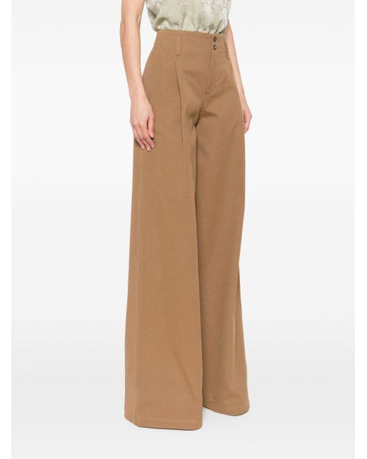 Chloé Brown Cotton Wide-Leg Trousers