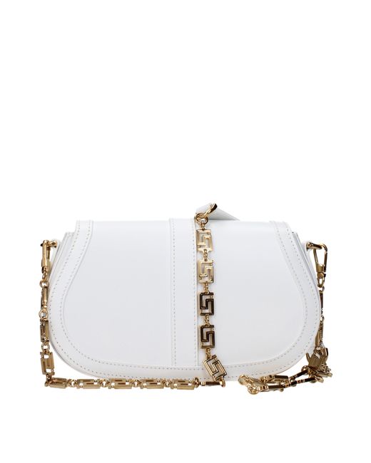Versace White Borse A Tracolla Greca Goddess Donna Pelle Bianco