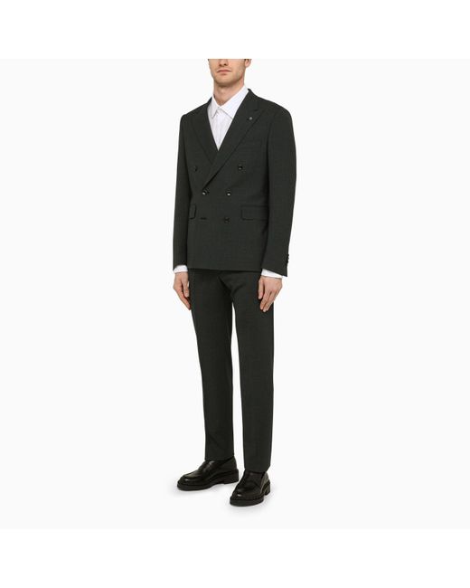 Tagliatore Black Double-Breasted Suit for men
