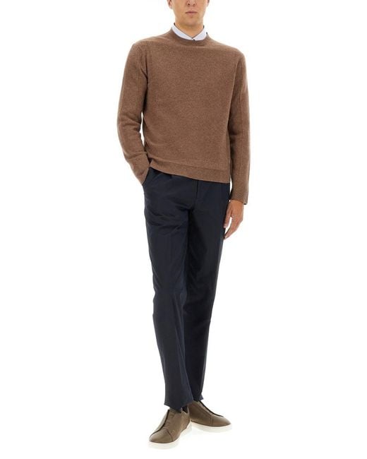 Zegna Brown Wool And Cashmere Sweater for men