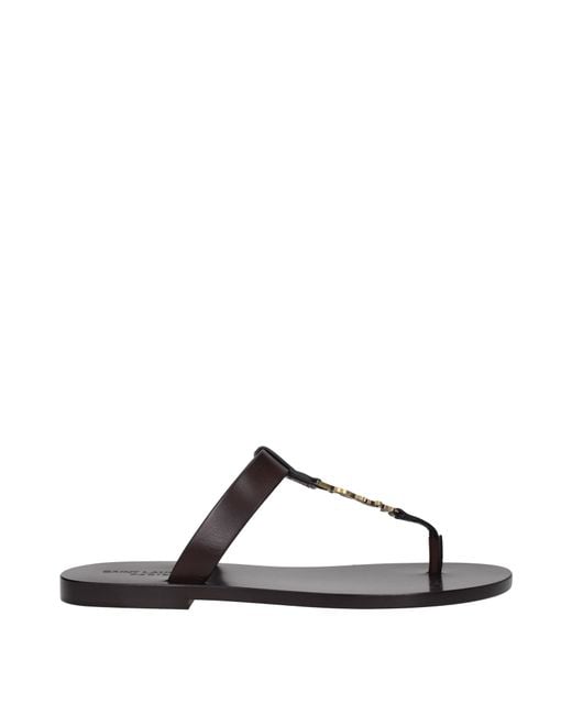 Saint Laurent Brown Leather Flip Flops