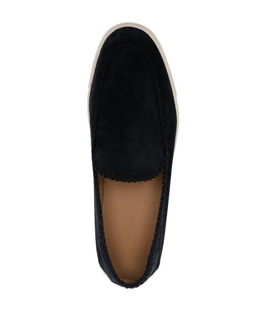 Giorgio Armani Black Leather Slip-On Sneakers for men