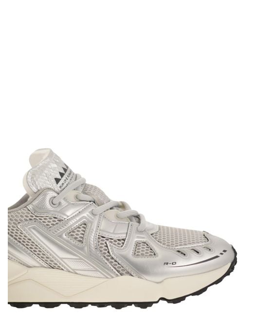 RUN OF White Leather And Fabric Trainers for men