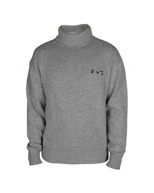 Off-White c/o Virgil Abloh Gray Cashmere Turtleneck Sweater With Embroidered Logo