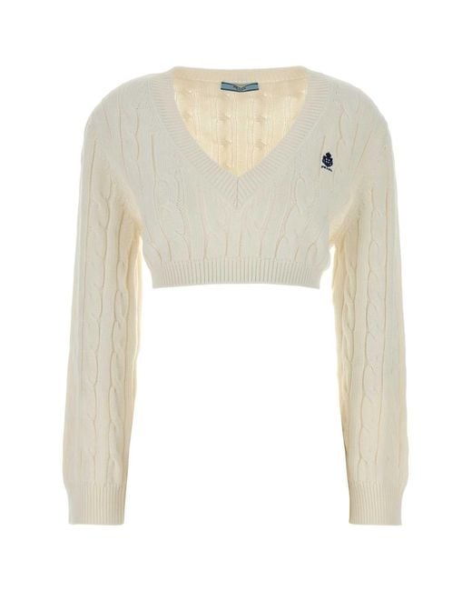Prada White Cotton Sweater