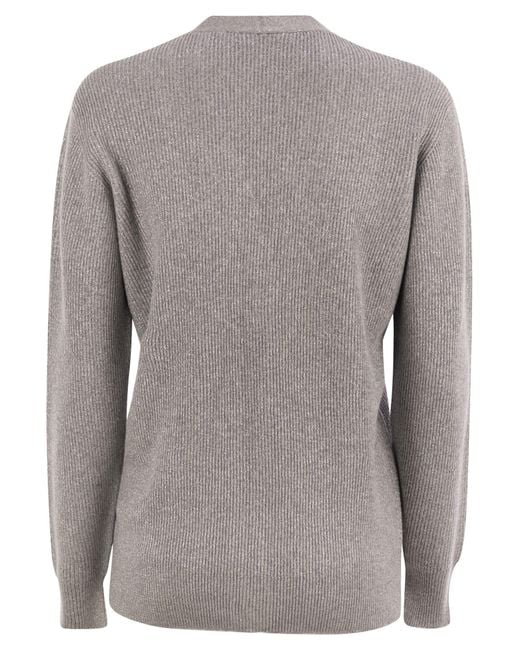 Fabiana Filippi Gray English Ribbed Cardigan