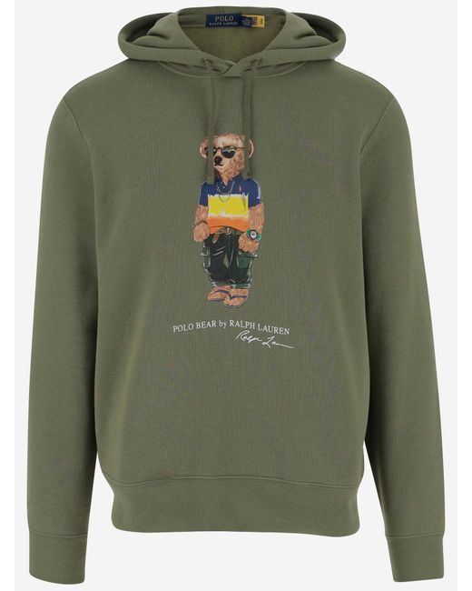 Polo Ralph Lauren Green Cotton Blend Sweatshirt With Polo Bear Print for men