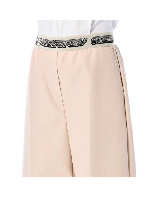 Stella McCartney Natural Beige Viscose Casual Pants