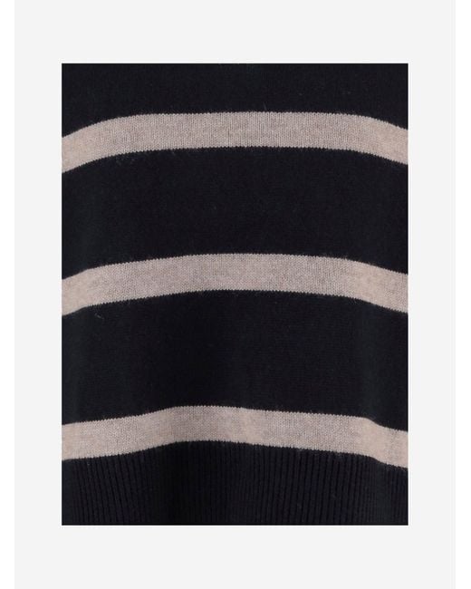 Allude Blue Wool And Cashmere Striped Sweater
