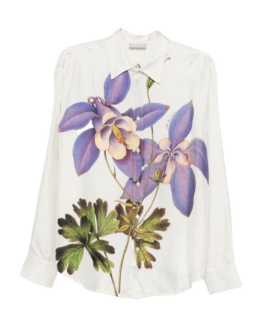 Camisa de seda estampada de Pierre Louis Mascia de color White