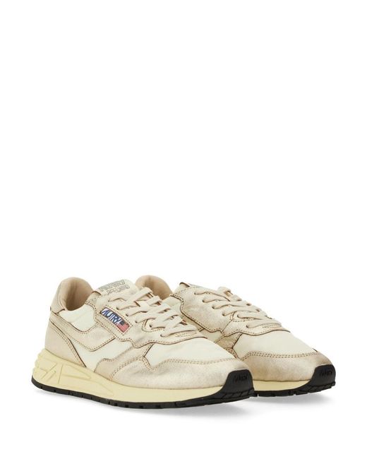 Autry White Medalist/ Leather Trainer