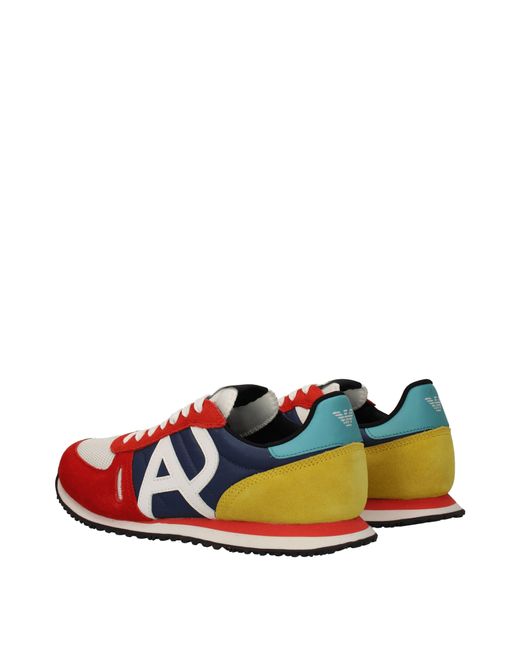 Armani Jeans Red Sneakers Uomo Tessuto Multicolore for men