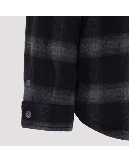 Off-White c/o Virgil Abloh Black Flannel Wool Overshirt Padded Coat for men
