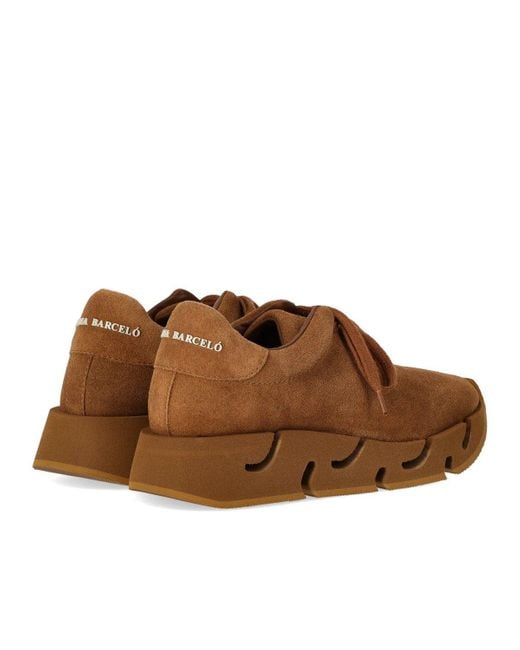 Paloma Barceló Brown Brick Suede Pia Sneakers With Cut-Out Rubber Sole