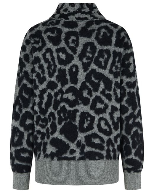 Stella McCartney Gray Wool Leopard Print Jumper