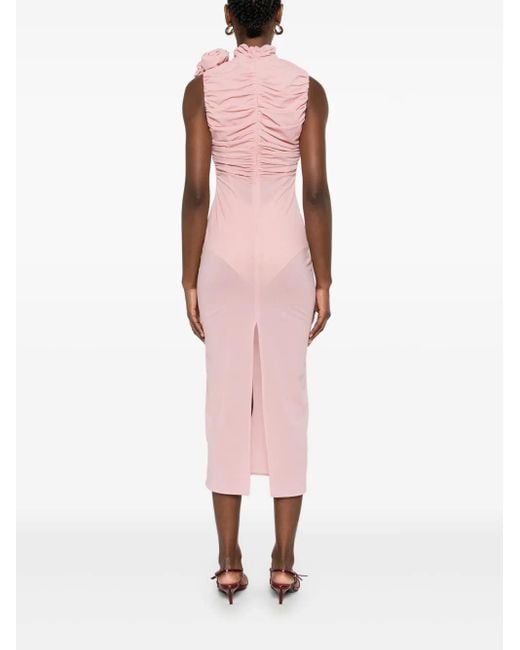 Magda Butrym Midi-Jurk Met Ruches in het Pink
