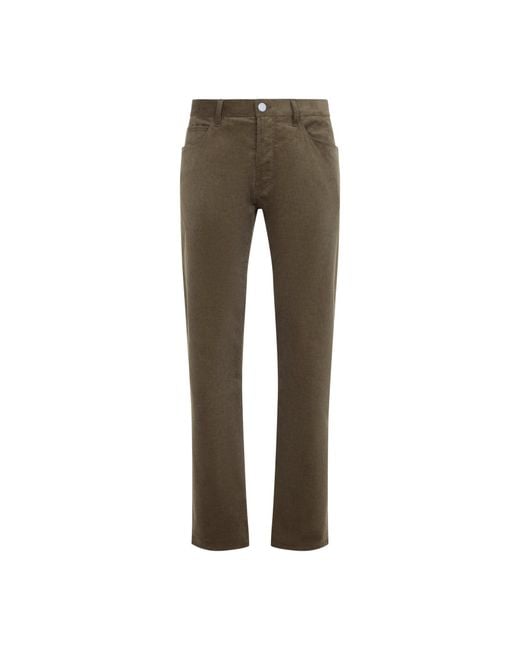 Giorgio Armani Green 5-Pocket Cotton Cashmere Pants With Stretch for men