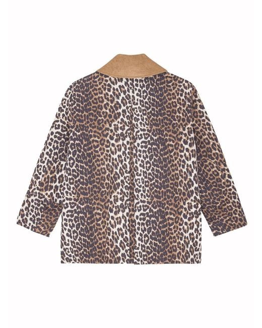 Ganni Black Leopard Print Midi Jacket