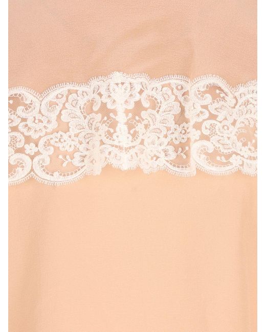 Chloé Pink Lace Detail Silk Blouse