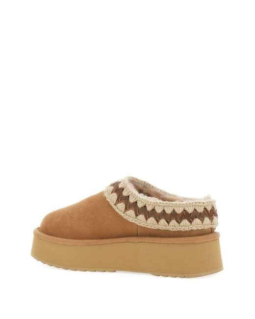 Mou Brown Platform Clog Suede Slippers