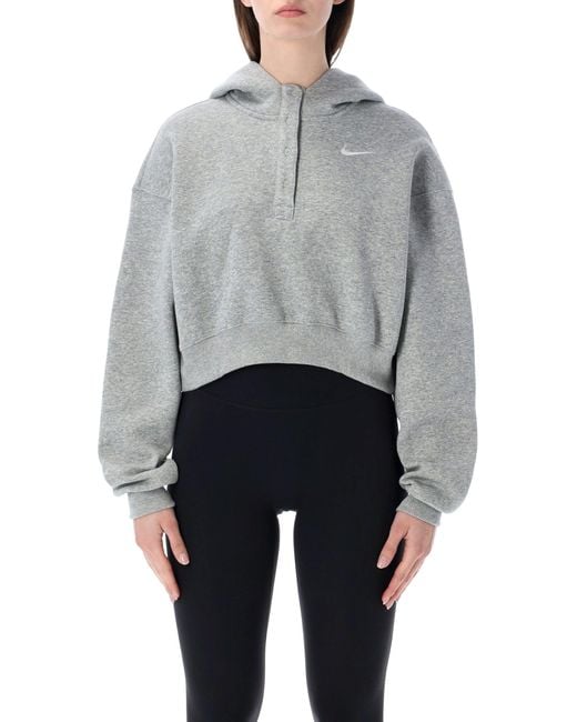 Nike Gray Oversized Cropped Hoodie
