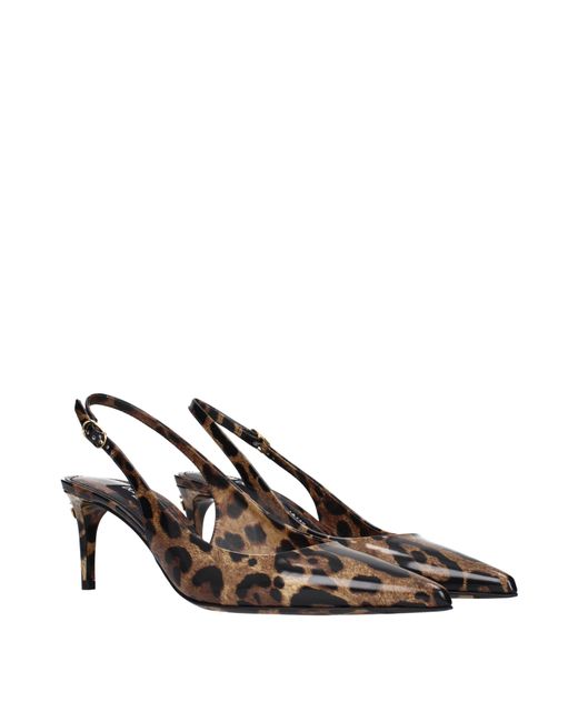 Dolce & Gabbana Brown Dolce&Gabbana Sandals Patent/Leopard Print