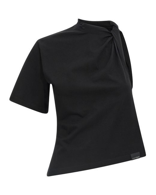 Courreges Black Courreves 'Twist Asymmetrisch' T -Shirt