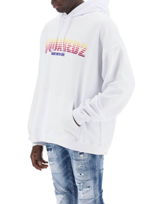 DSquared² White Cool Fit Hoodie