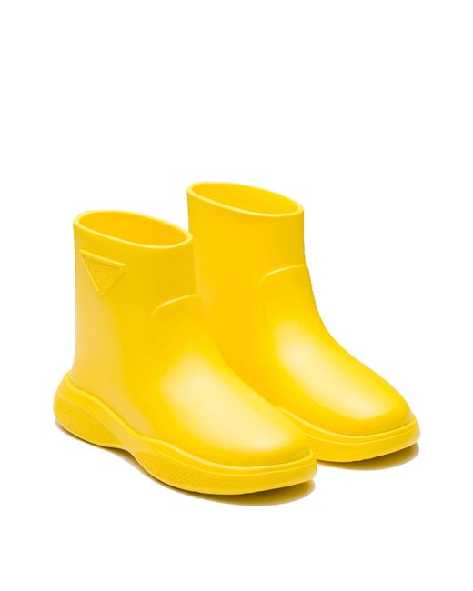 Prada Yellow Logo Gummistiefel