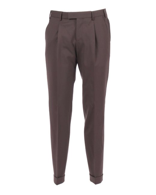 PT01 Gray Master, 1 Pleat, Diagonal Pockets, Flap Back Pockets, Turn Up