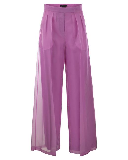Max Mara Purple Calibri Silk Wide Trousers