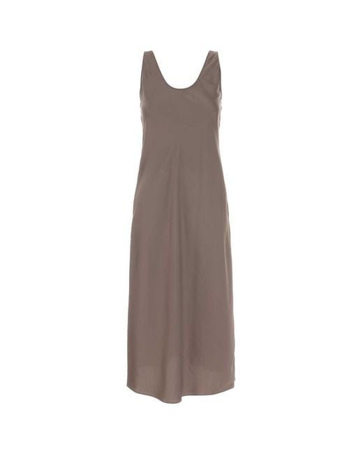 Calvin Klein Brown Matte Satin Hero Slip Dress
