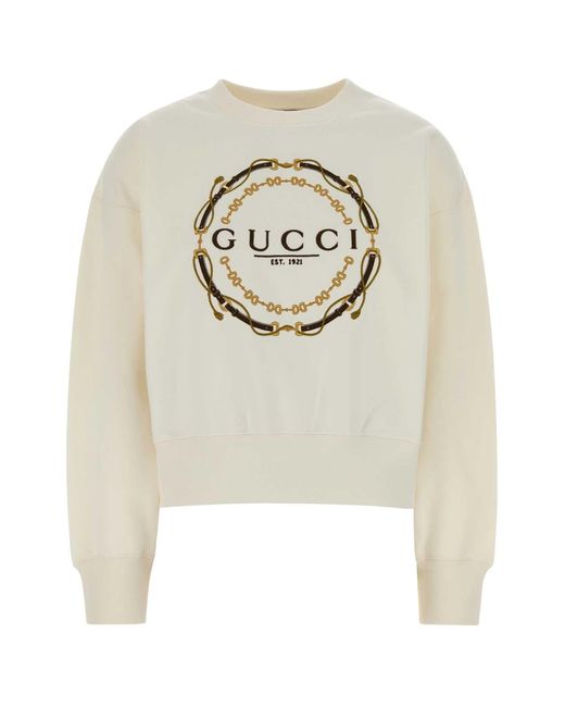 Gucci Metallic Ivory Cotton Sweatshirt
