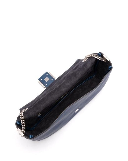 Fendi Blue Leather Baguette Shoulder Bag