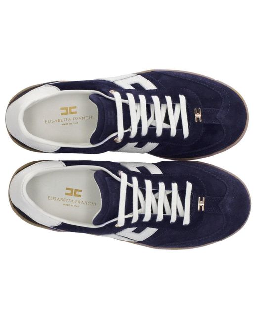 Elisabetta Franchi Blue Oltremare Avorio Sneaker With Logo