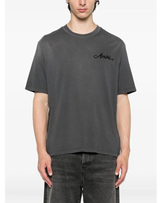 Camiseta de algodón con bordado Amiri de color Gray