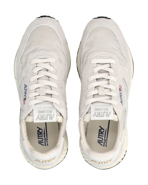 Autry White Reelwind Low Hay Nylon & Suede Sneakers for men