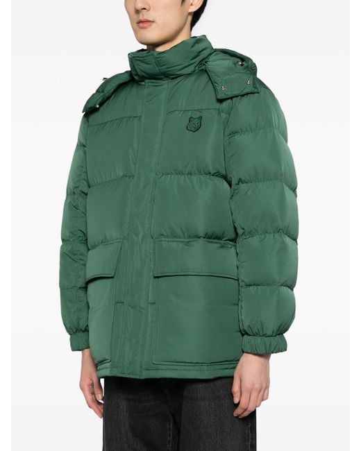Maison Kitsuné Green Hooded Puffer for men
