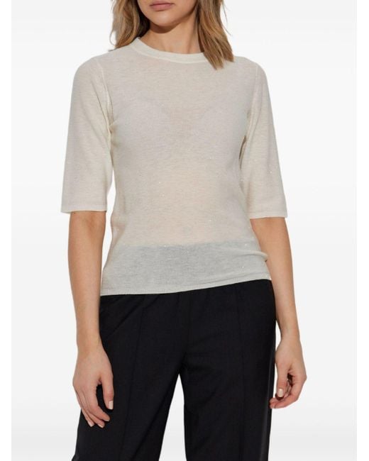 Fabiana Filippi White Wool Crewneck Top