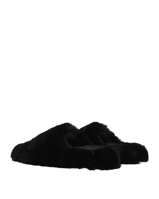 Balenciaga Black Fur Slides And Clogs