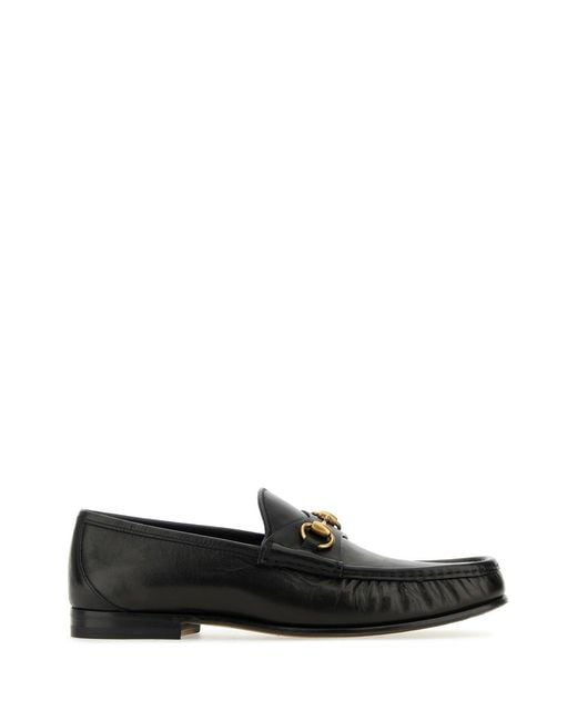 Gucci Black Leather Loafers for men