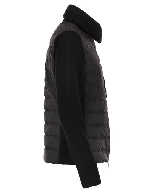 Moncler Black Padded Wool Cardigan With Zip