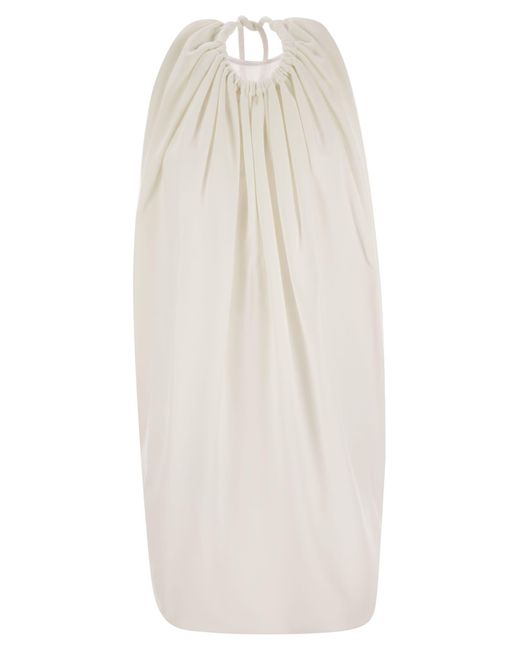 Sportmax White Arizona1234 kurzes Viskose -Kleid