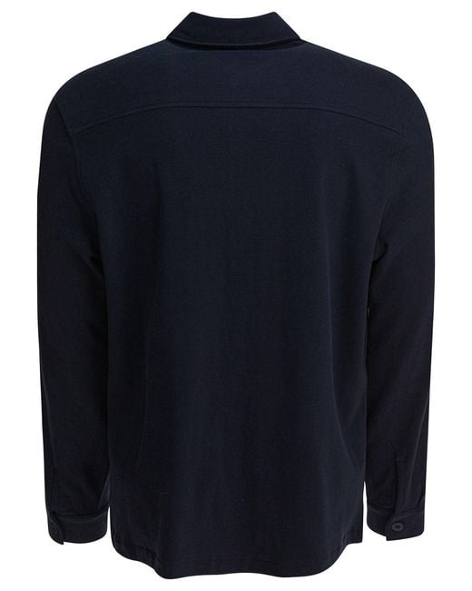 Vince Blue Cotton Suede Overshirt Jacket