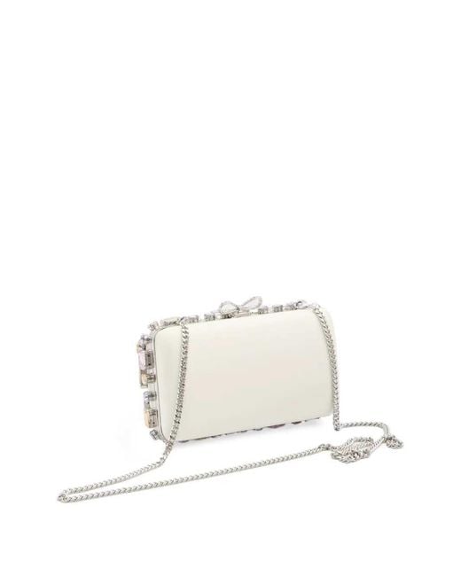 Self-Portrait White Crystal Embellished Clutch