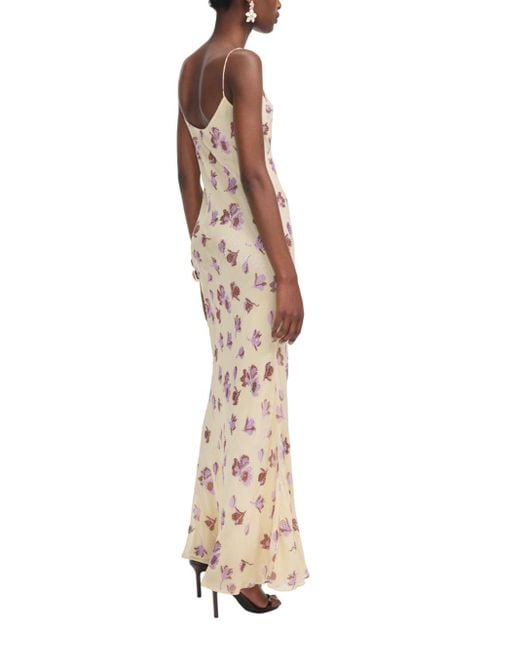 Vestido maxi de diamante de imitación floral amarilla de autorretrato Self-Portrait de color Metallic